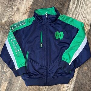adidas Navy and Green Kids Zip-Up Hoodie with Notre Dame Logo